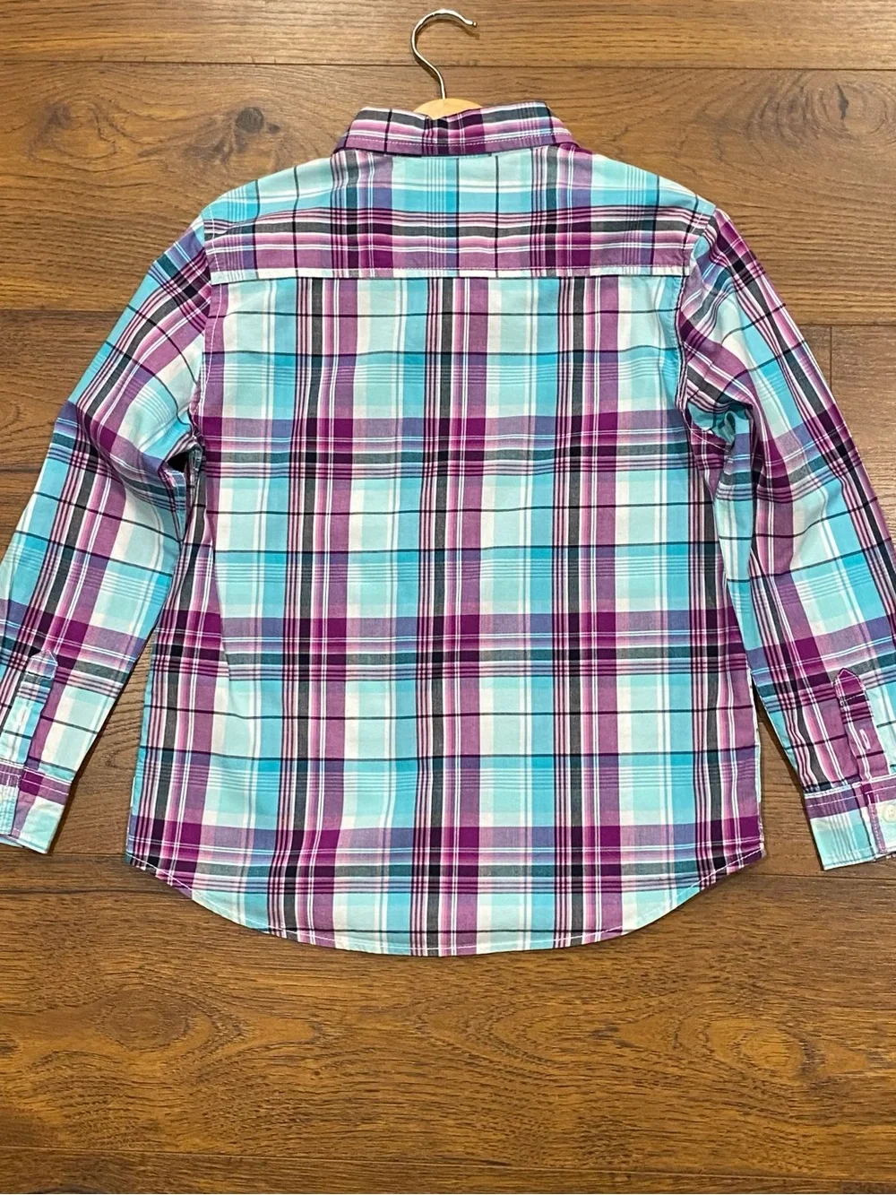 Gymboree Boys ‘Family Brunch’ Magenta and Turquoise Plaid Shirt Size M (7-8)